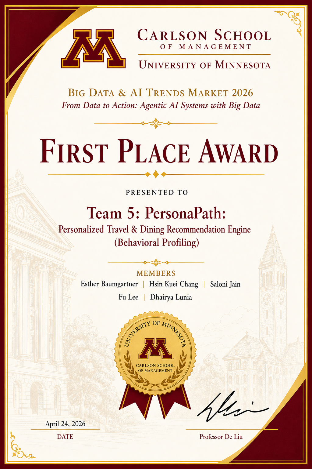 Team 5 - PersonaPath: Personalized Travel & Dining Recommendation Engine (Behavioral Profiling)